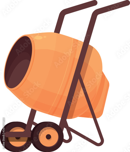 Steel cement mixer icon cartoon vector. Mix equipment. Contractor tool