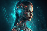 humana do futuro, tecnologia avaçada, holograma, cyberespaço, conexão universal 