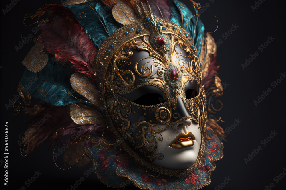 beautiful and chic colorful venetian carnival mask.