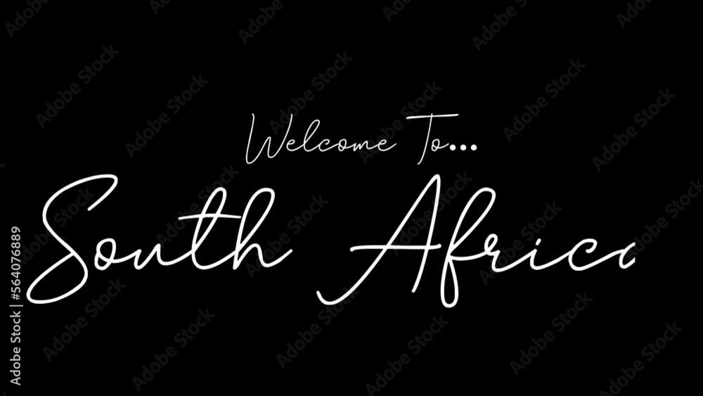Welcome to south africa word in black background. Animated welcome in overshot animation. This animation is suitable for greeting footage Welcome to south africa word in black background. Animated welcome in overshot animation. This animation is suitable for greeting footage