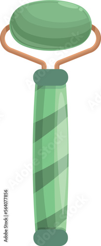 Green facial roller icon cartoon vector. Cosmetic tool. Care jade