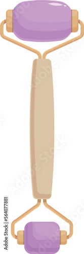 Cosmetology facial roller icon cartoon vector. Face skin. Stone massager