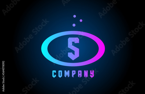 blue and pink S ellipse alphabet bold letter logo with dots. Corporate creative template design for company and business