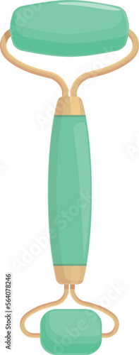 Beautiful facial roller icon cartoon vector. Face skin. Stone massager