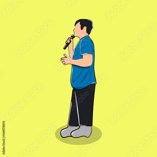 Man standing speaking Presenting Microphone Illustration