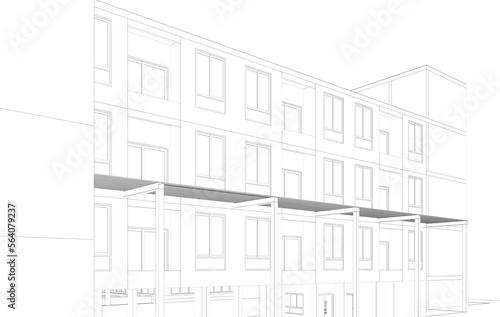 3D illustration of building project