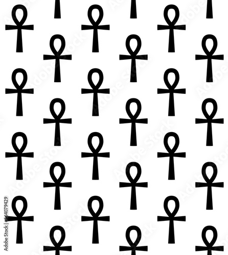 Vector seamless pattern of flat Egypt cross symbol isolated on white background