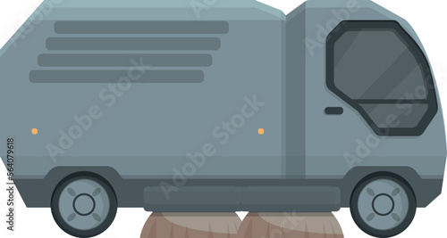 Brush sweeper icon cartoon vector. Street truck. Clean broom