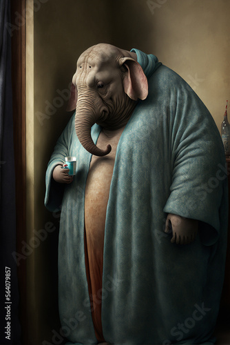 Anthropomorphic Obese Elephant, Anthropomorphic, Elephant, Generative AI