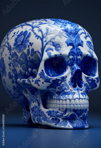 Blue White Skull Porcelain