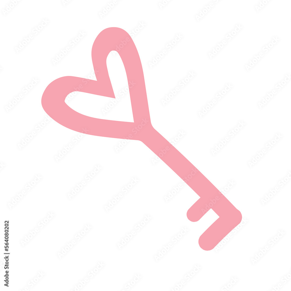 Vector hand drawn doodle sketch key with heart isolated on white background Vector hand drawn doodle sketch key with heart isolated on white background