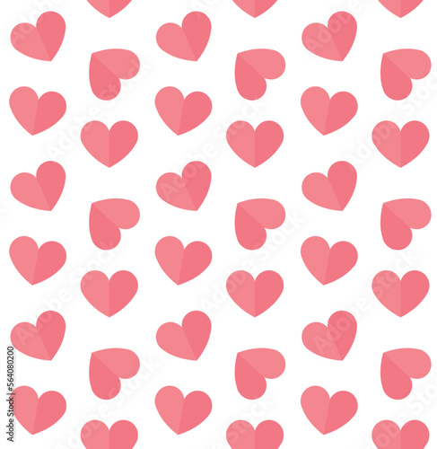 Vector seamless pattern of flat pink hearts isolated on white background © Sweta