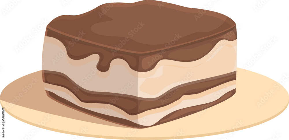 Brown tiramisu icon cartoon vector. Cake food. Coffee cocoa Brown tiramisu icon cartoon vector. Cake food. Coffee cocoa