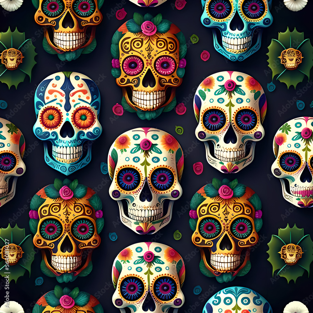 seamless pattern with skulls seamless pattern with skulls