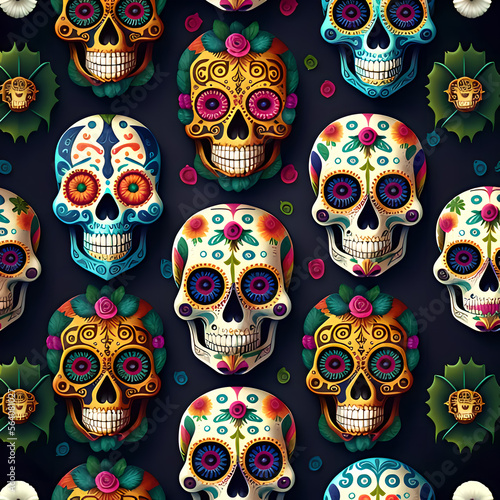 seamless pattern with skulls