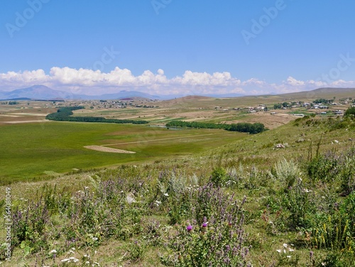 Panoramic view of Sulda Wetlands in Samtskhe-Javakheti National Park, Georgia, close to the Turkish border.