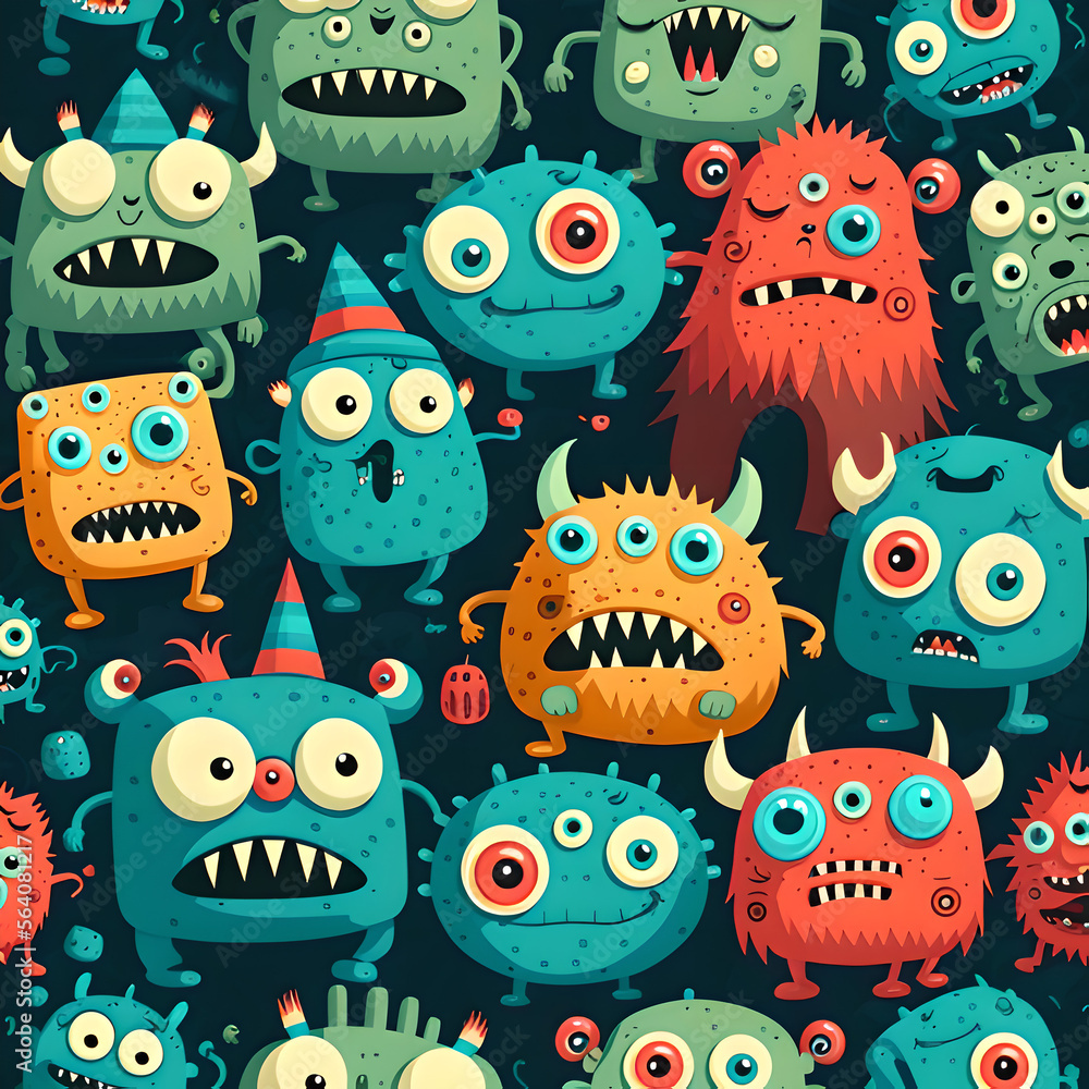 Seamless pattern of monsters Seamless pattern of monsters