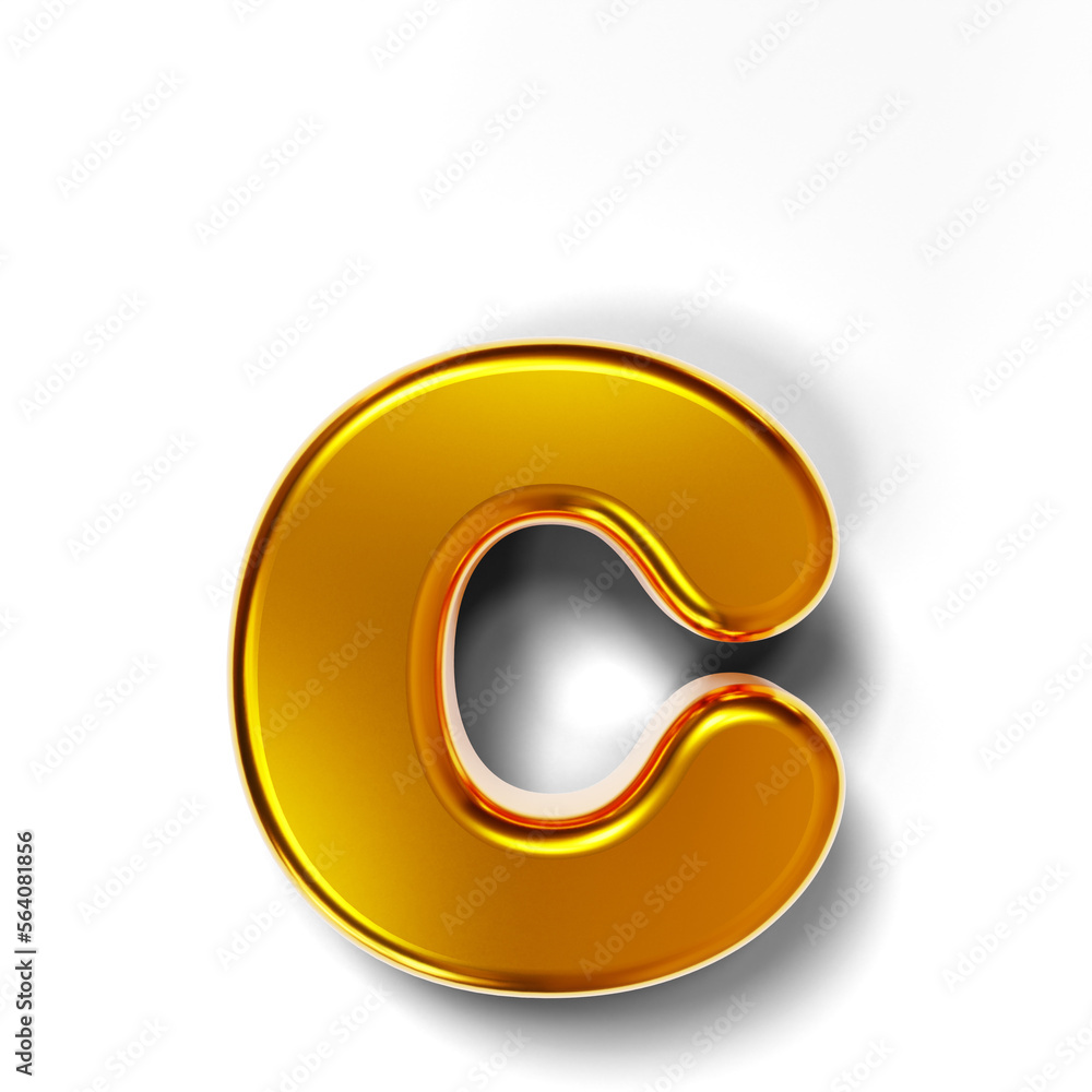 3D golden lowercase letter c isolated on transparent background 3D golden lowercase letter c isolated on transparent background