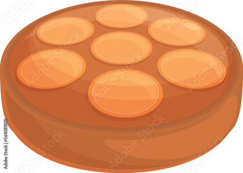 Top upside-down cake icon cartoon vector. Pineapple cooking. View sugar