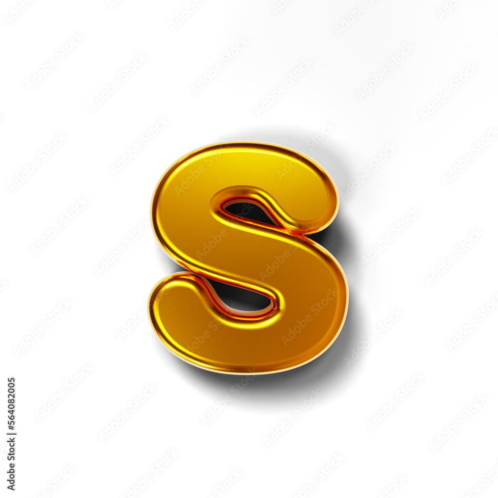 3D golden lowercase letter s isolated on transparent background 3D golden lowercase letter s isolated on transparent background