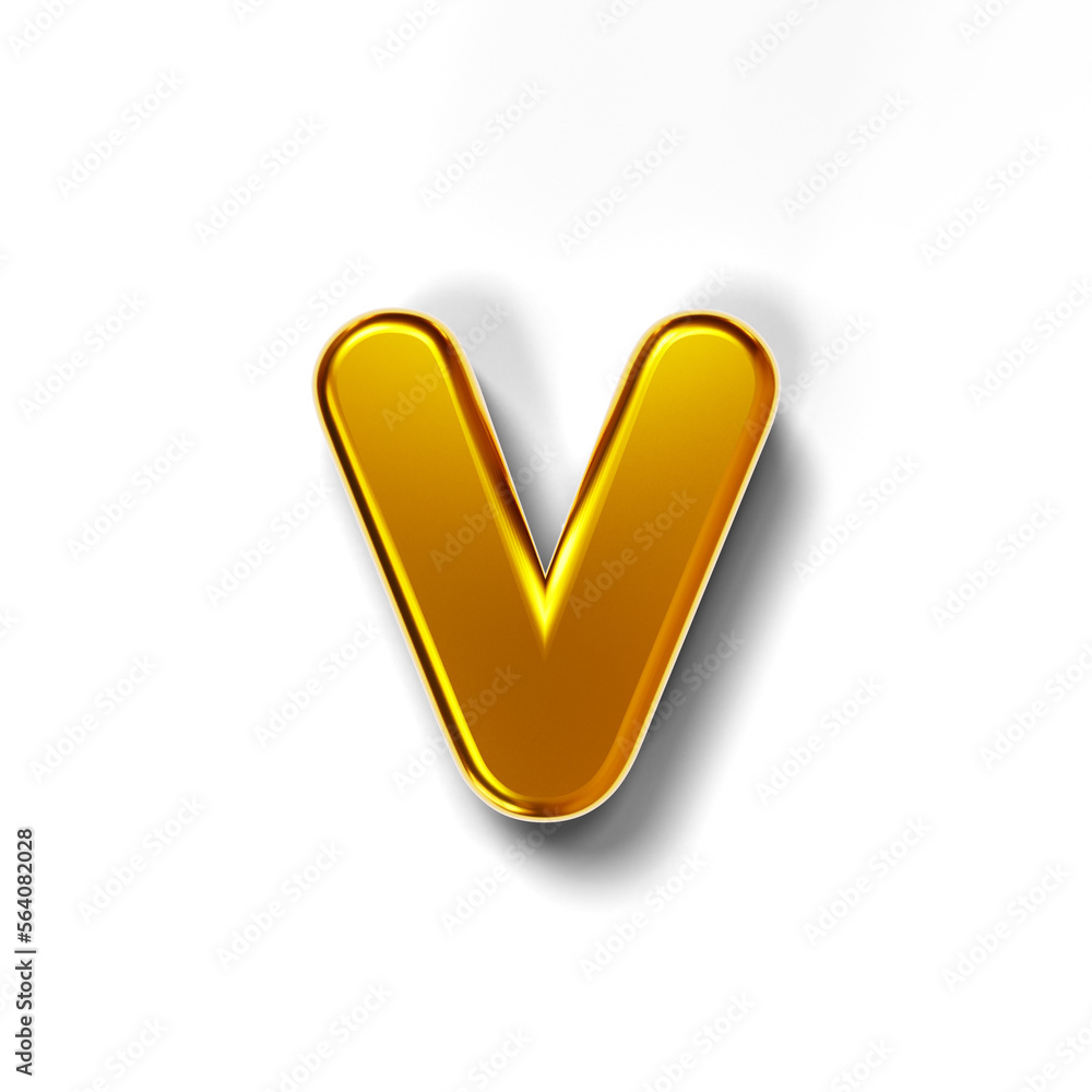 3D golden lowercase letter v isolated on transparent background 3D golden lowercase letter v isolated on transparent background