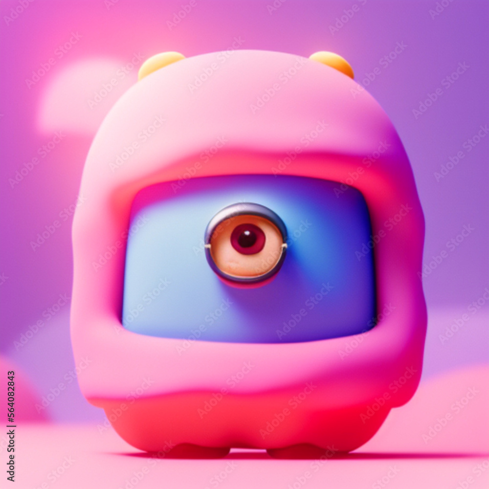 pltn style, pink heart 8k 3D, cute big , Pixar render, unreal engine cinematic smooth, intricate detail,minions , future city  - obrazy, fototapety, plakaty 