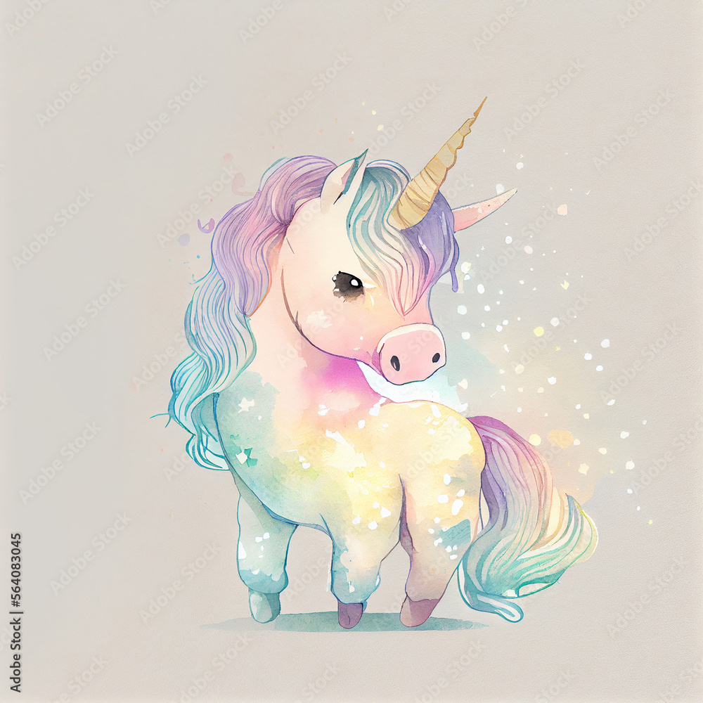 Unicorn rainbow cute illustration - card and shirt design
