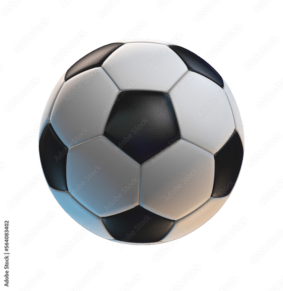 Soccer ball on isolated transparent. 3D Rendering