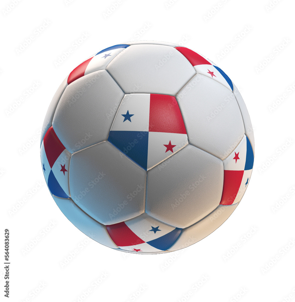 Soccer ball with the flag of Panama on isolated transparent. 3D Rendering