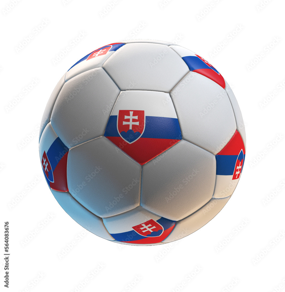 Obraz premium Soccer ball with the flag of Slovakia on isolated transparent. 3D Rendering