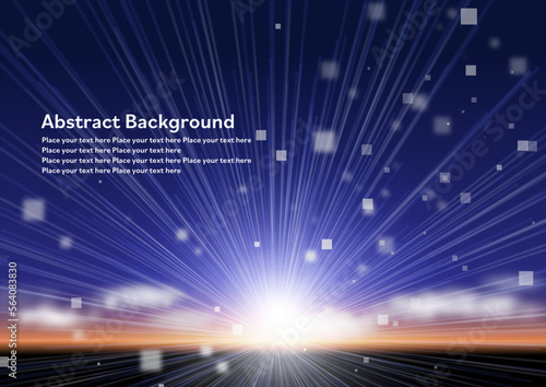 空と放射状に広がるライティング
