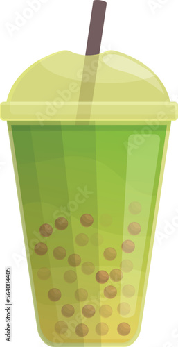 Kiwi bubble tea icon cartoon vector. Drink cup. Asian ice