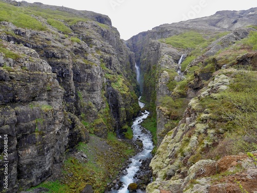 Glymur waterfall, second highest waterfall of Iceland.