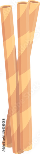 White wafer rolls icon cartoon vector. Biscuit stick. Cookie cream