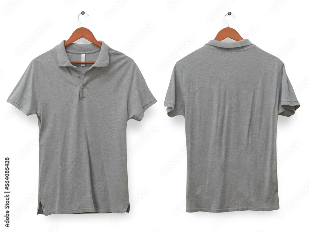 Blank collared shirt mock up template, front and back view, isolated on ...