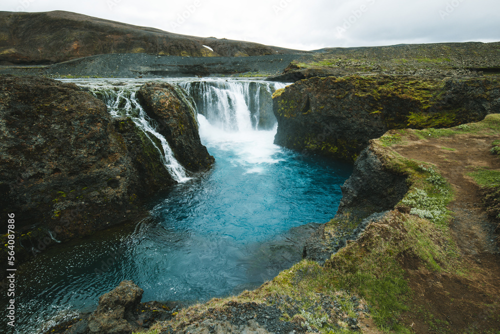 Sigoldufoss Waterfall in Landmannalaugar region, Southern Iceland