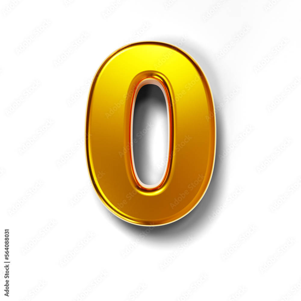 3D golden number 0 isolated on transparent background 3D golden number 0 isolated on transparent background