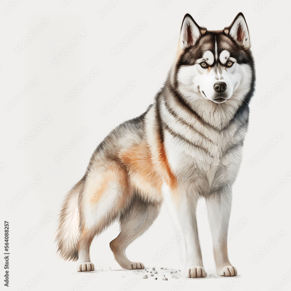 “Generative AI” Siberian Husky digital illustration. “Generative AI” Siberian Husky digital illustration.