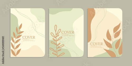 Fotomurale set of book cover designs with hand drawn floral decorations