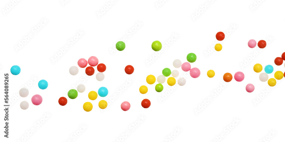 Bright sprinkles on white background. Decoration for donuts