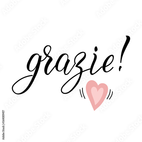 Thank you card. Translation from Italian - Thank you. Grazie. Perfect design for greeting cards, posters, T-shirts, banners, print invitations.