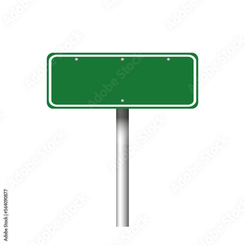 Blank rectangle shaped green road sign on white background © New Africa