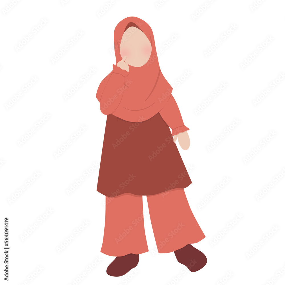 Illustration of Cute Muslim Little Girl Illustration of Cute Muslim Little Girl