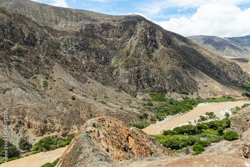 Mountain landscape of the Leon River Canyon.  Andes, Ecuador, Azuay province, canton Nabon