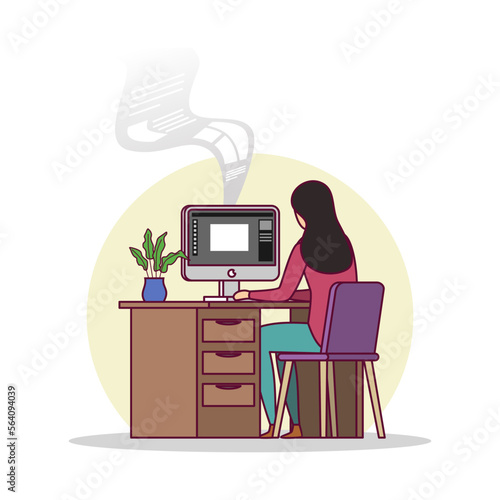 Office worker flat vector illustration