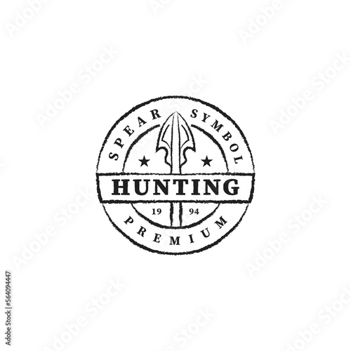 vintage retro spear symbol stamp for hunting logo design