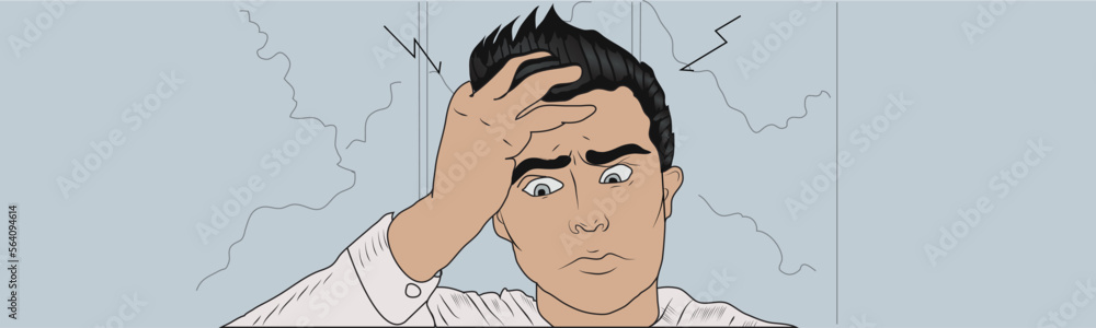 Fototapeta premium illustration of a person thinking about an idea for his work