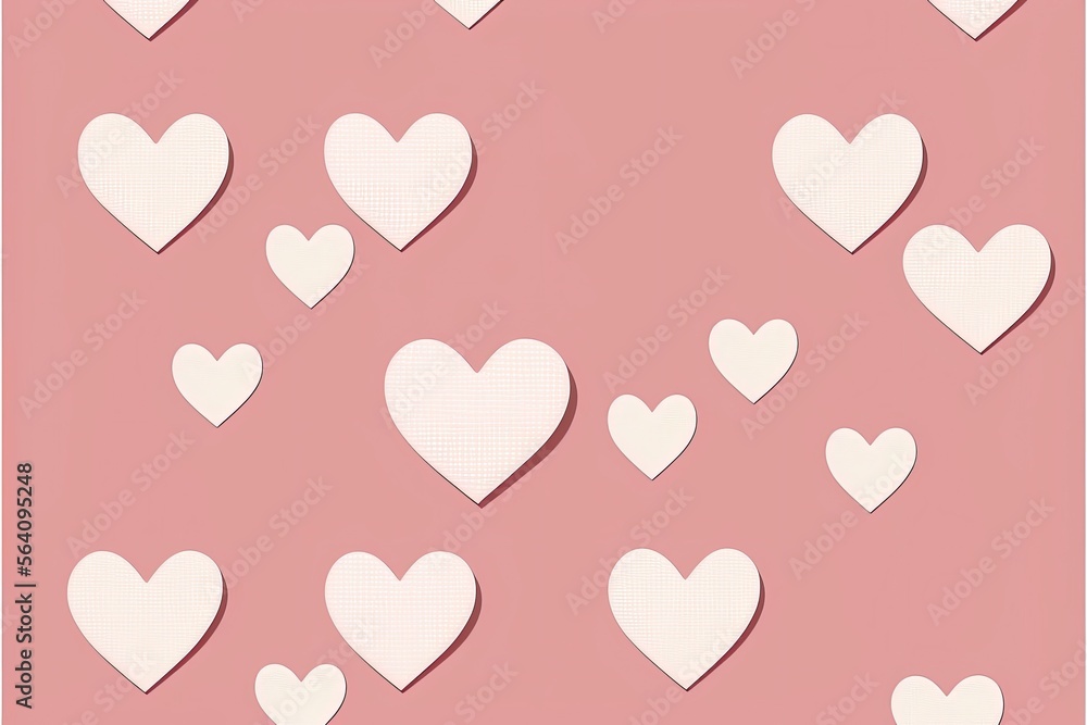 hearts arranged on a plain background, kind of pattern bright colors, day of love and friendship