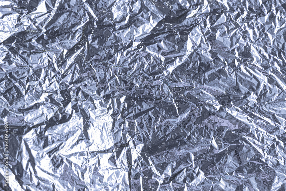 Silver crumpled foil metallic luster holographic effect