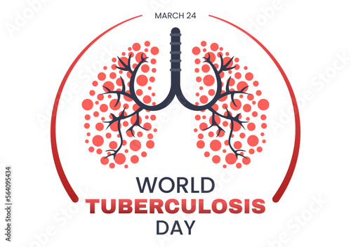 World Tuberculosis Day on March 24 Illustration with Pictures of the Lungs and Organ Inspection in Flat Cartoon Hand Drawn Landing Page Templates